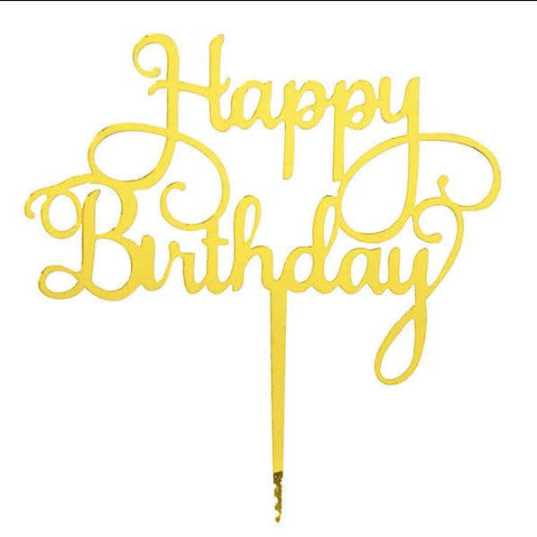 “Happy Birthday” Cake Topper Gold